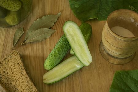 ripe green cucumbers before picklingの写真素材