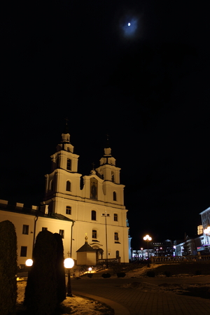 Temple at nightの写真素材