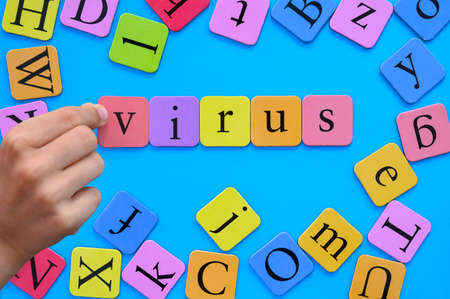 Child spelling the word virus