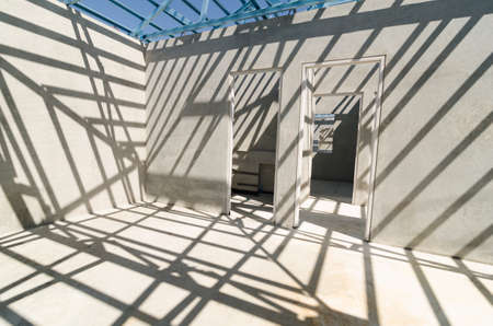 Light and shadow on the wall.の写真素材