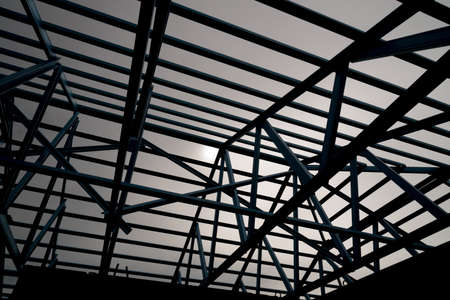 Structure of steel roof frame for construction.