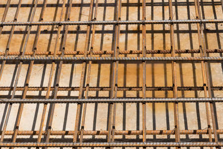 Reinforcement metal framework for concrete pouring. Ready for filling up with concrete.の写真素材