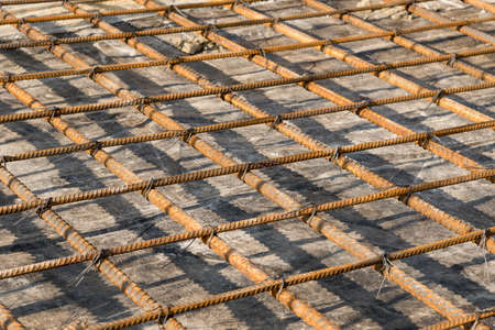 Reinforcement metal framework for concrete pouring. Ready for filling up with concrete.の写真素材