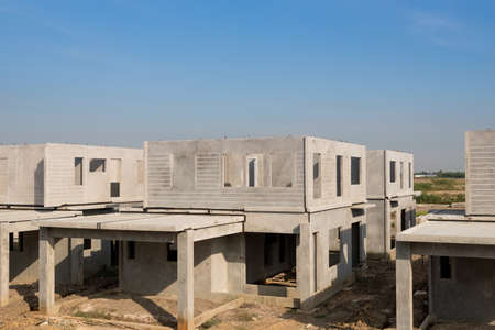 The  building structure are made from prefabrication system.All pieces are made from high-strength concrete.Then assembled into a building.の写真素材