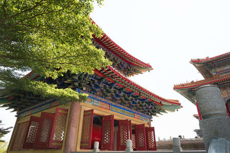 Chinese architecture ,Wat Mangkon Kamalawat or Wat Leng Noei Yi,Temple in Chinese style in Nonthaburi,Thailand.の写真素材
