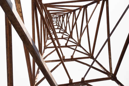 Steel frame of piling machine isolated on white background.