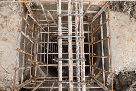 Reinforcement steel bars of beam for building.