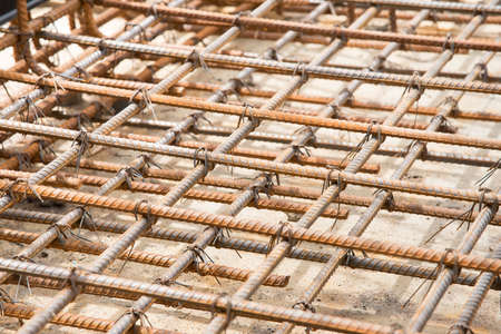 Reinforcement metal framework for concrete pouring. Ready for filling up with concrete.の写真素材