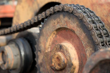 Gear wheel of heavy machinery dirty and rusty.の写真素材