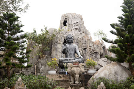 Buddha sculptures at Public Lin-ueng temple at Danang Province, Vietnam, Isolated on white background.の写真素材