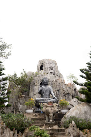 Buddha sculptures at Public Lin-ueng temple at Danang Province, Vietnam, Isolated on white background.の写真素材