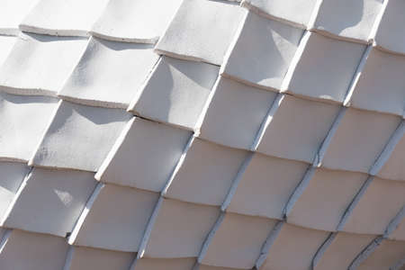 Pattern of white diamond shape stucco stacked on nagas body.の写真素材
