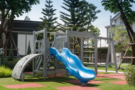 Set of children playground  in the city garden park.