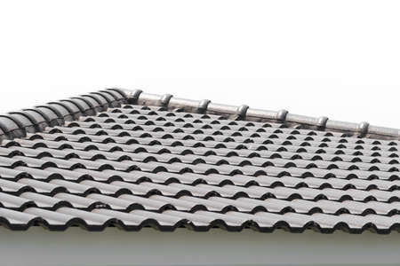 Rows of roof tiles on the top of house, Isolated on white background.の写真素材