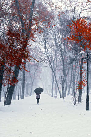 Snow walkingの写真素材