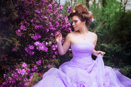 Woman in pink gownの写真素材