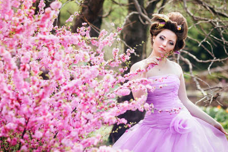 Woman in pink gownの写真素材