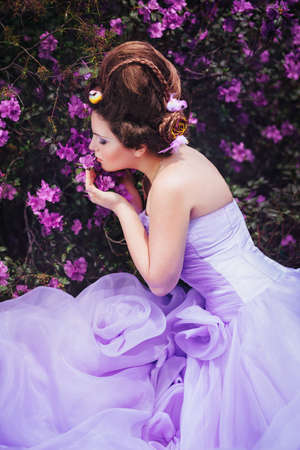 Woman in pink gownの写真素材