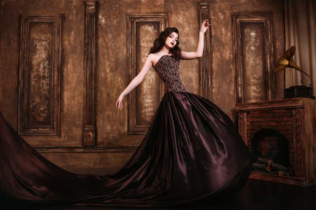 Beautiful woman retro portraitの写真素材