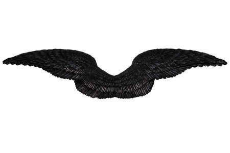 Black angel wings isolated on white background