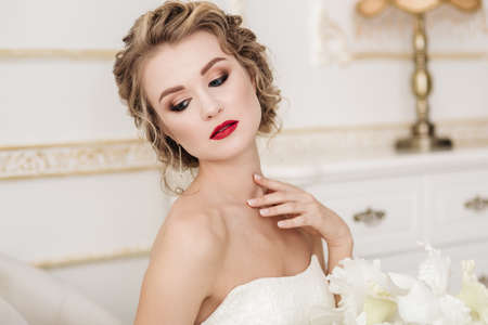 Gentle portrait of bride blondeの写真素材