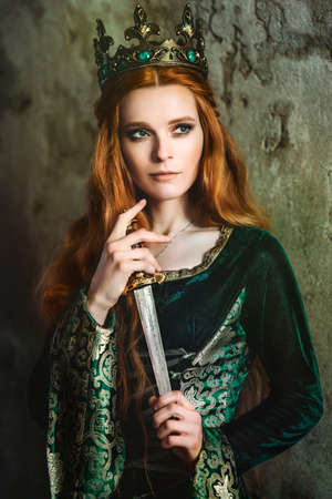 Ginger queen near the castleの写真素材