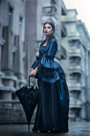 Victorian lady in blueの写真素材
