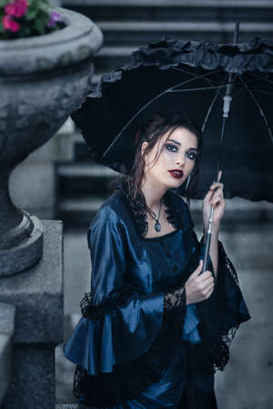 Victorian lady in blueの写真素材
