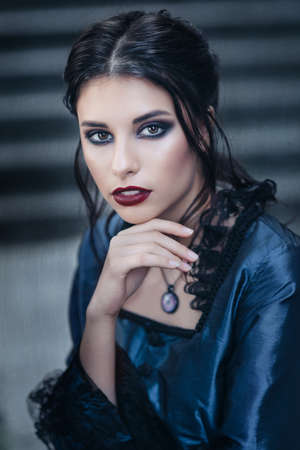 Victorian lady in blueの写真素材