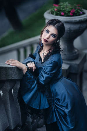 Victorian lady in blueの写真素材