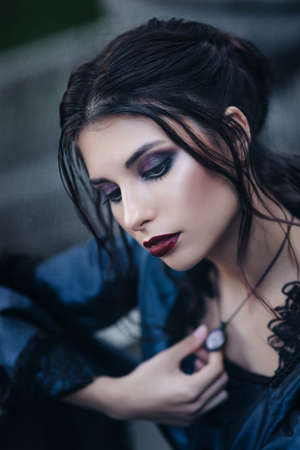 Victorian lady in blueの写真素材