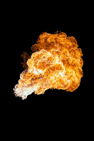 Fire explosion, isolated on black backgroundの写真素材