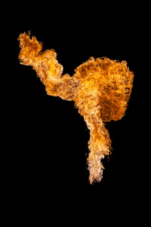 Fire explosion, isolated on black backgroundの写真素材