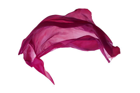 Abstract red flying fabric isolated on white backgroundの写真素材