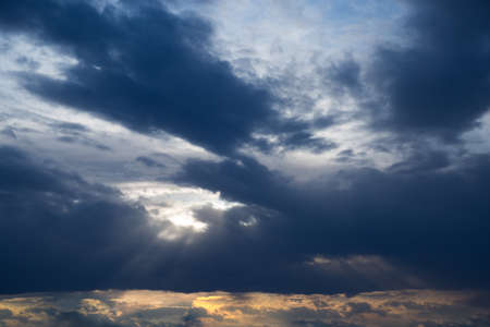 Dark stormy sky. Gloomy clouds. Overcast weather