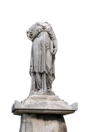 Statue of a young angel isolated on whiteの写真素材