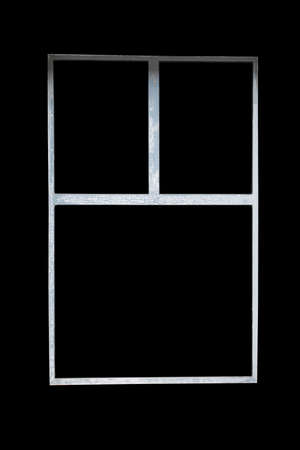 Old white window isolated on black backgroundの写真素材