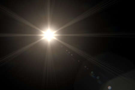 Abstract natural sun flare on the black