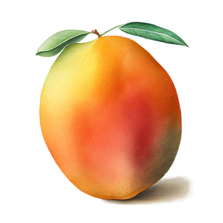 Mango fruit watercolor illustration isolated on white backgroundの素材