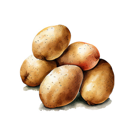 Potato. Watercolor painting on white backgroundの素材