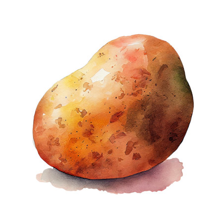 Potato. Watercolor painting on white backgroundの素材