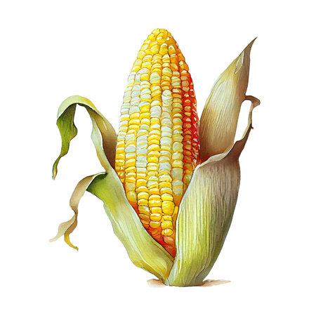 Corn watercolor illustration isolated on white backgroundの素材