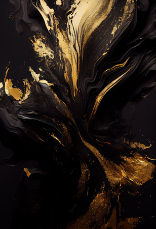 Black and gold abstract oil painting textureの素材