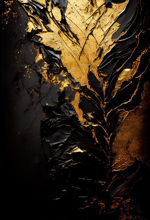 Black and gold abstract oil painting textureの素材