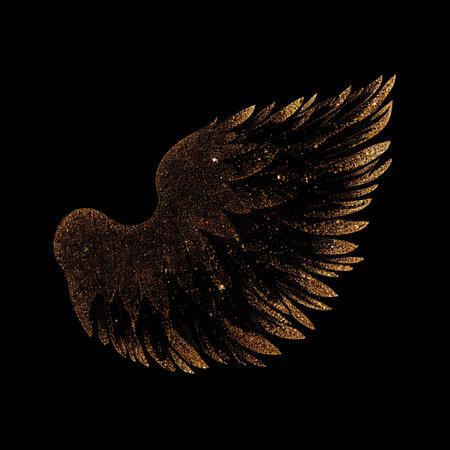 Glitter fairy wings isolated on black backgroundの素材