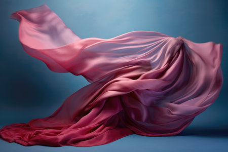 Abstract piece of fabric flying on studio backgroundの素材