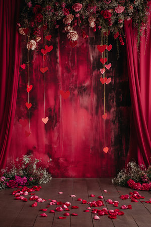 Romantic Heart Balloons and Candles Room Decorationの素材