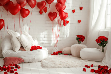 Valentines Day Heart Balloons and Roses Decorの素材