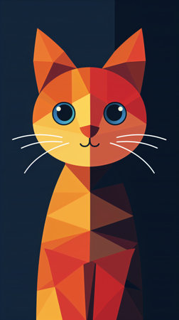 Colorful Geometric Cat Illustration Artの素材