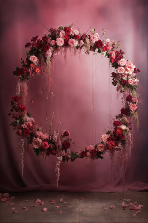 Luxurious floral wreath on velvet backdropの素材